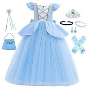 WYB Girls Princess Costume Dresses Blue Princess Dress Up Clothes 7-8 years